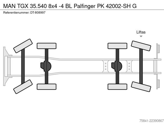 Autokrāna kravas automašīna MAN TGX 35.540 8x4 -4 BL Palfinger PK 42002-SH G