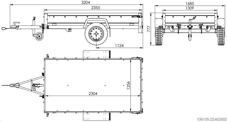 مقطورة سيارة Unitrailer Garden 230 KIPP ALU mit 80 cm Hochplane