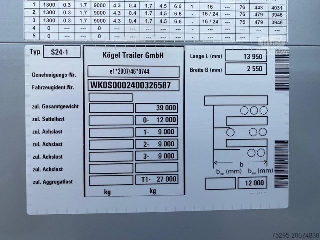 Open oplegger met zeil KÖGEL MEGA 3Achs NEUFAHRZEUG Curtainsider Liftachse