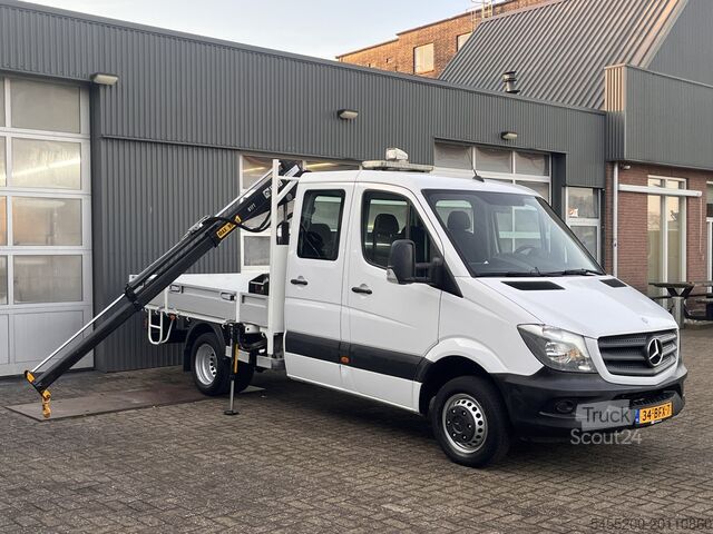 Platformwagen met kraan Mercedes-Benz Sprinter 513cdi 130pk DC Laadkraan Hiab 017T Ai...