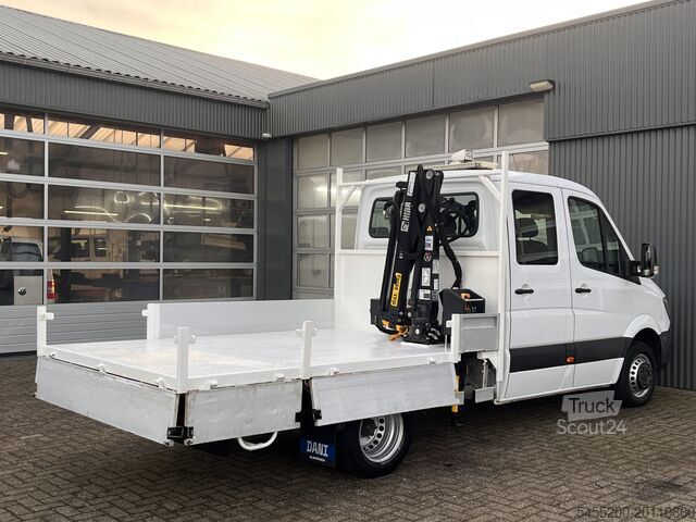 Nákladné vozidlo s plošinou a žeriavom Mercedes-Benz Sprinter 513cdi 130pk DC Laadkraan Hiab 017T Ai...