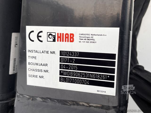 Nákladné vozidlo s plošinou a žeriavom Mercedes-Benz Sprinter 513cdi 130pk DC Laadkraan Hiab 017T Ai...