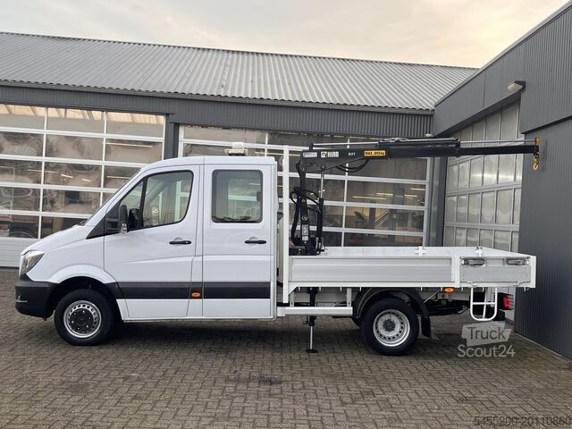 Nákladné vozidlo s plošinou a žeriavom Mercedes-Benz Sprinter 513cdi 130pk DC Laadkraan Hiab 017T Ai...