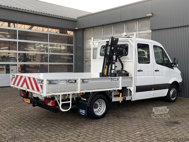 Nákladné vozidlo s plošinou a žeriavom Mercedes-Benz Sprinter 513cdi 130pk DC Laadkraan Hiab 017T Ai...
