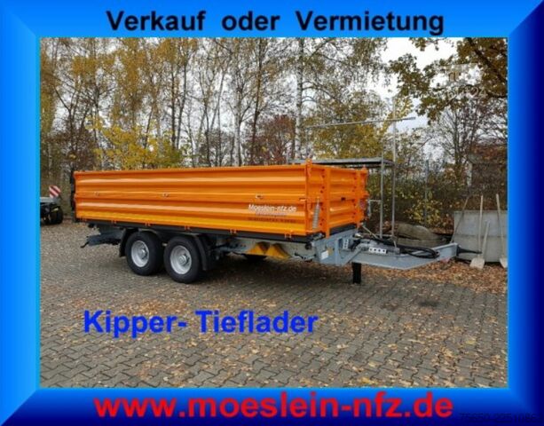 Remorque à benne basculante Möslein TTD11- BA Orange  neuer Tandem 3- Seitenkipper Tiefladermit Bordwand- Aufsatz-- Neufahrzeug --