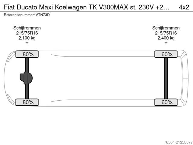 šaldytuvas furgonas Fiat Ducato Maxi Koelwagen TK V300MAX st. 230V +20C/...