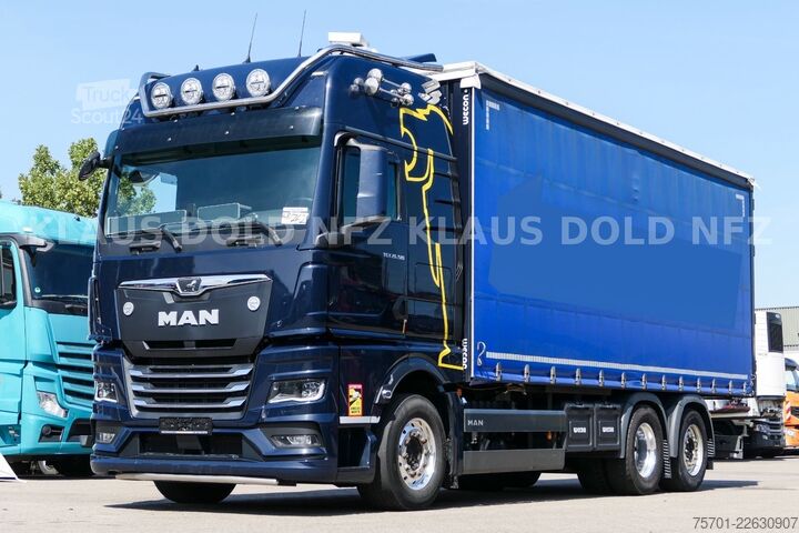 Камион платформа с брезент MAN TGX 26.510 PP Retarder XL-Tank Mitnahmestapler