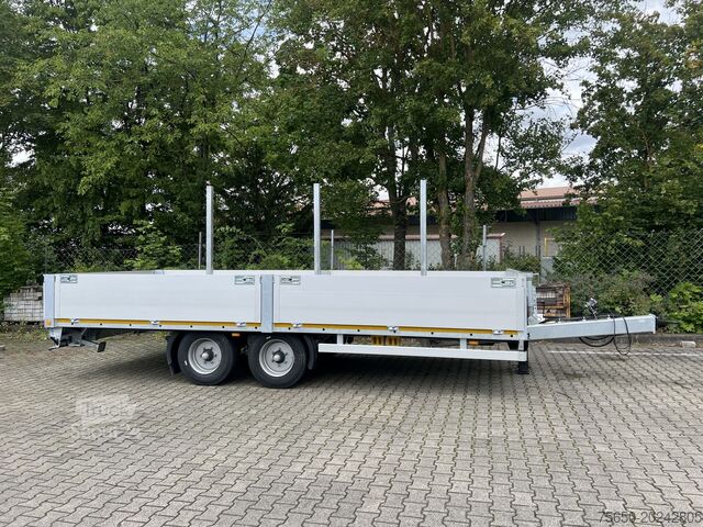 Açık dorseli römork Möslein THT 11- G 6,2  Tandem Pritsche- Tieflader mit Rungentaschen