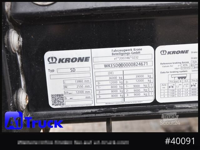Открытый полуприцеп с тентом KRONE SD, Tautliner, neue Plane, 1 Vorbesitzer
