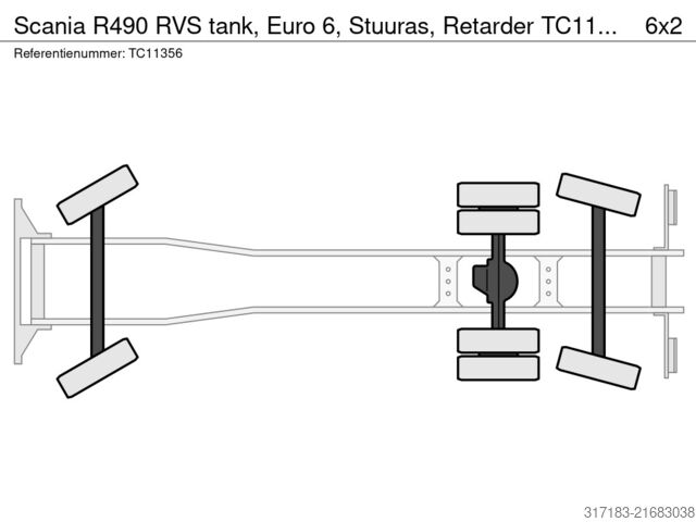 Cisterna Scania R490 RVS tank, Euro 6, Stuuras, Retarder