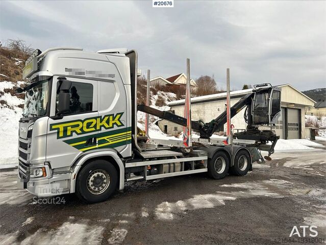 Log transporter Scania R650 6x4 Timber truck w/ Epsilon M110L. WATCH VIDE