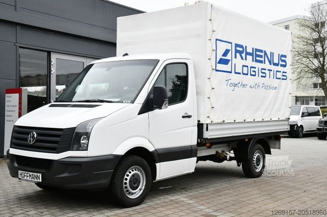 Curtain sider van VOLKSWAGEN Crafter Pritsche Plane 35 mittel L2 Kamera Klima