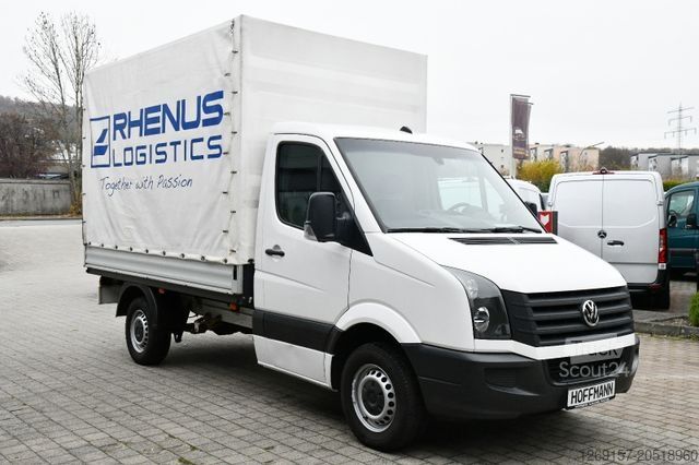 Curtain sider van VOLKSWAGEN Crafter Pritsche Plane 35 mittel L2 Kamera Klima