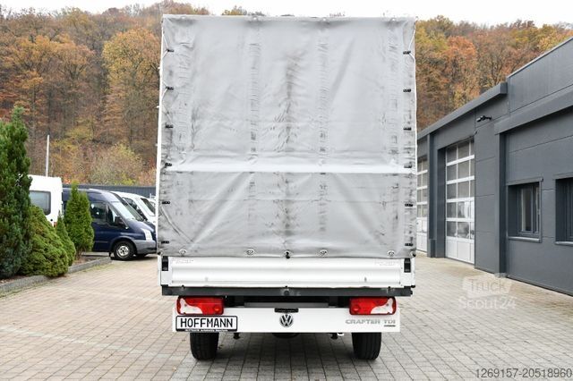 Curtain sider van VOLKSWAGEN Crafter Pritsche Plane 35 mittel L2 Kamera Klima