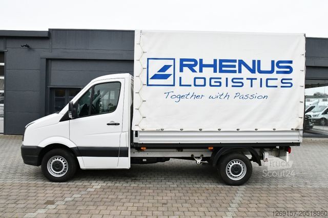 Curtain sider van VOLKSWAGEN Crafter Pritsche Plane 35 mittel L2 Kamera Klima