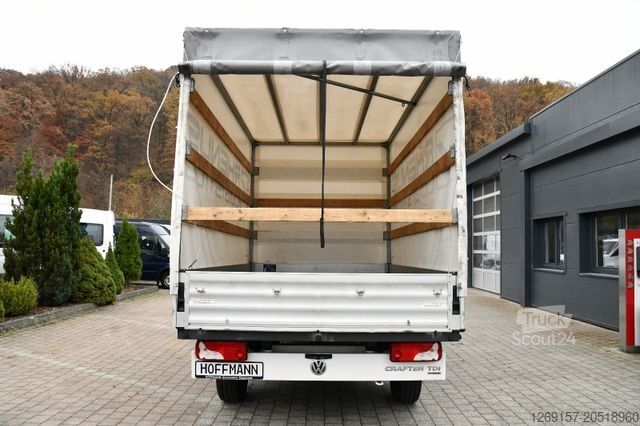 Curtain sider van VOLKSWAGEN Crafter Pritsche Plane 35 mittel L2 Kamera Klima