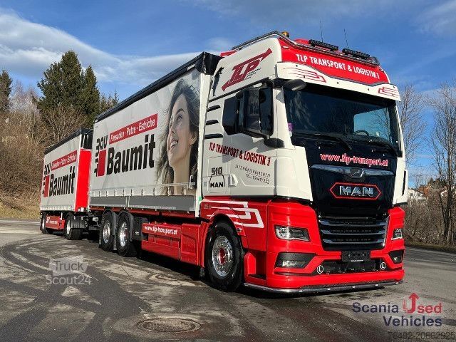 Вантажівка з платформою і тентом MAN TGX 26.510 6x2-4 LL Pritsche + Anhänger