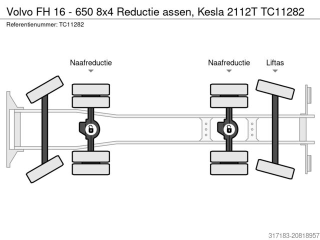 Boîte plate Volvo FH 16 - 650 8x4 Reductie assen, Kesla 2112T