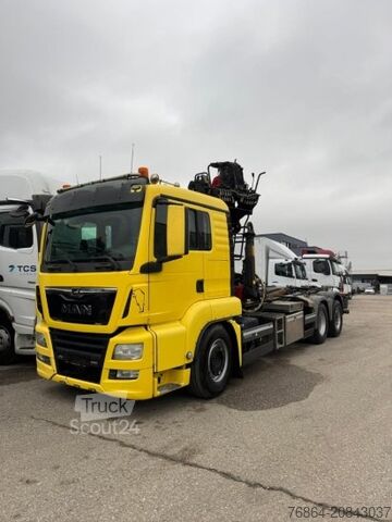 Tipper truck MAN TGS 26.500 6X2, PALFINGER-ABROLLKIPPER MIT KRAN,  LENK-LIFTACHSE, EURO 6