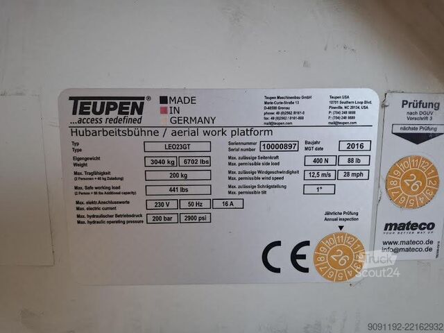 Plate-forme de levage Teupen LEO 23 GT