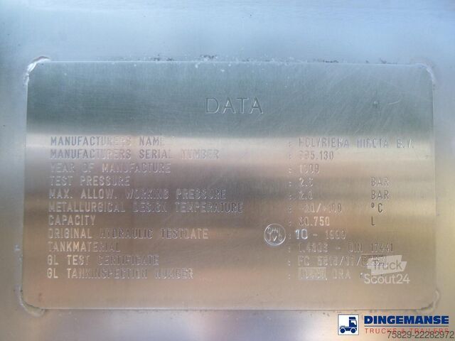 Tankcontainer Holvrieka Food tank container inox 30.7 m3 / 1 comp / 30 ft