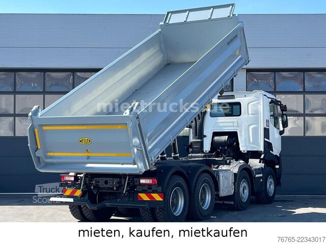 Tristrani prekucnik RENAULT C 480 8x4 Meiller Bordmatik, mietkaufen