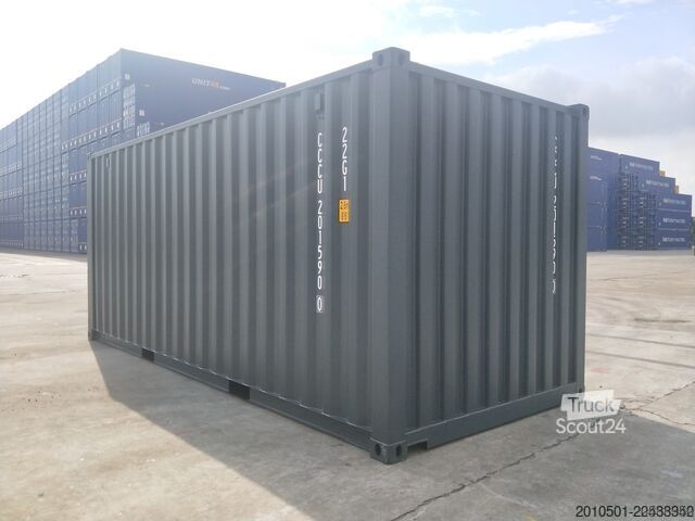 Container de transport maritim 20 Fuß ONEWAY Seecontainer Container Lagercontainer 6 Meter GRAU RAL7016 NEU