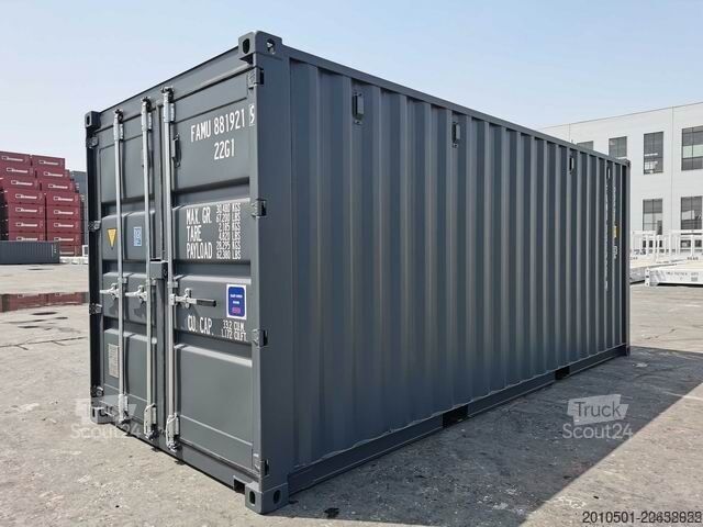 Container de transport maritim 20 Fuß ONEWAY Seecontainer Container Lagercontainer 6 Meter GRAU RAL7016 NEU
