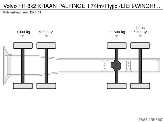 Standard-SZM Volvo FH 8x2 KRAAN PALFINGER 74tm/Flyjib /LIER/WINCH!...