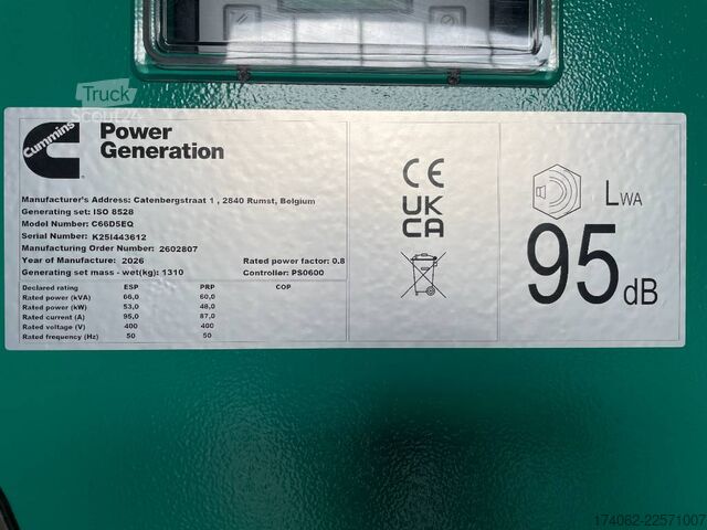 Ballast Cummins C66D5EQ - 66 kVA Generator - DPX-18507-Q