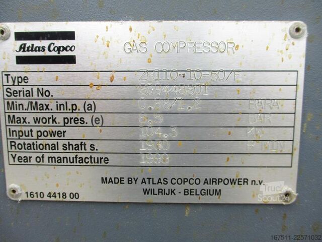 Kuldekompressor Atlas Copco ZR 110 - 10 - 50