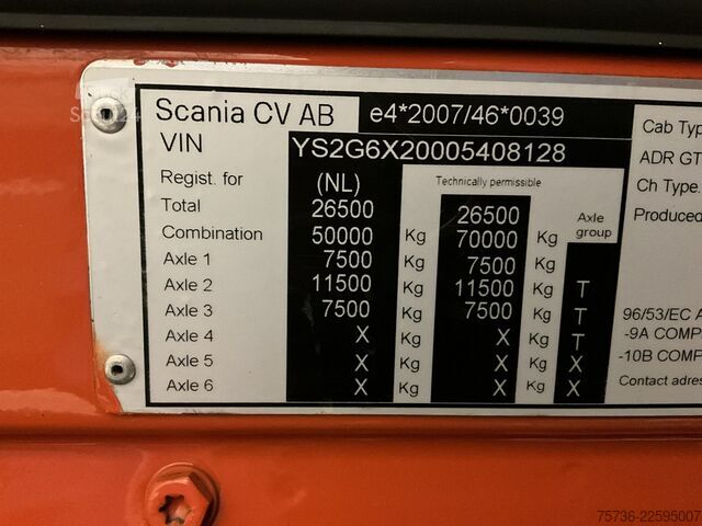 Systém portálového ramene Scania G 490 6x2 Euro 6 VDL 18 Ton portalarmsysteem