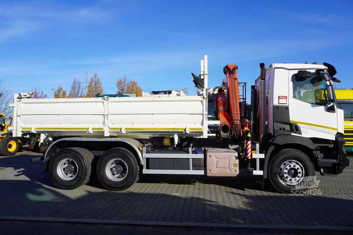 Caminhão basculante com guindaste Renault C380 E6 6×4 / HDS Fassi F135 2700 MTH /