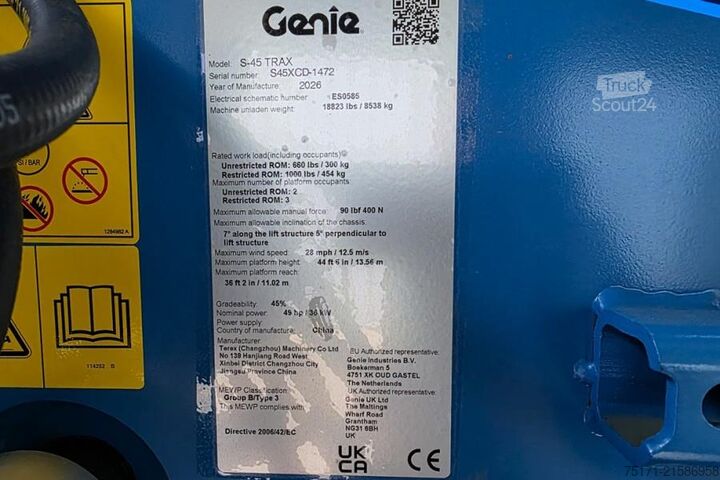 Telescopic platform Genie S45XC Trax Valid inspection, *Guarantee! Diesel, 4