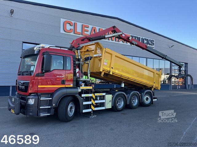 3-zijdige kipper Man TGS 35.360 8x4 Euro 6 HMF 22 Tonmeter Z-kraan