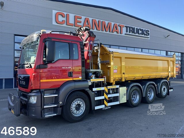 3-zijdige kipper Man TGS 35.360 8x4 Euro 6 HMF 22 Tonmeter Z-kraan