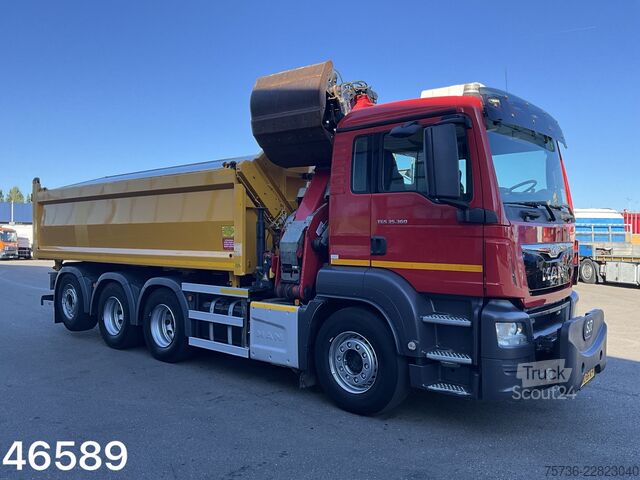 3-zijdige kipper Man TGS 35.360 8x4 Euro 6 HMF 22 Tonmeter Z-kraan