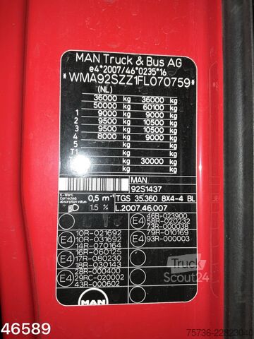 3-zijdige kipper Man TGS 35.360 8x4 Euro 6 HMF 22 Tonmeter Z-kraan