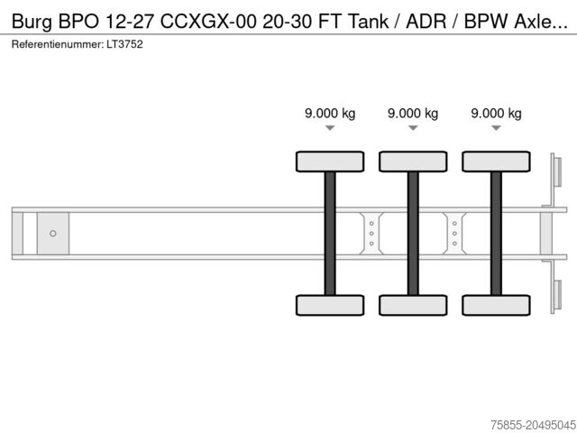 Transport av containrar Burg BPO 12-27 CCXGX-00 20-30 FT Tank / ADR / BPW Ax...