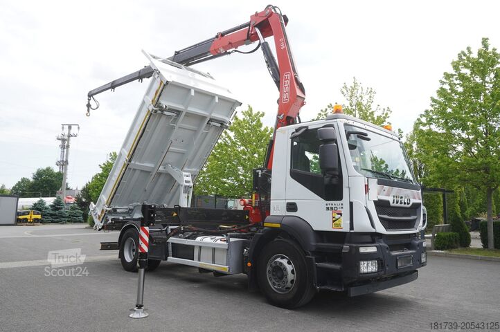 üç taraflı damper Iveco STRALIS 330 E6 / FASSI 195A 8.5 T