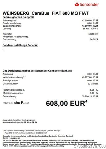 Kastenwagen Wohnmobil / Campervan WEINSBERG CaraBus PopTop 600MQ!!! Markise!!!