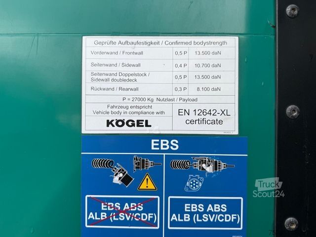 Atvira puspriekabė su tentu KÖGEL 3Achs MEGA Staplerhalter Liftachse SAF TÜV02/26