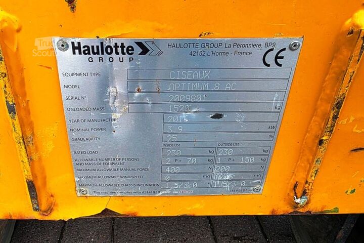 Schaarlift Haulotte Optimum 8 Electric, 7.77m Working Height, 230kg Ca
