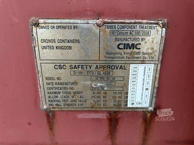 Contentores planos CIMC 40FT FLATRACK FLUSH FOLDING / 10x available