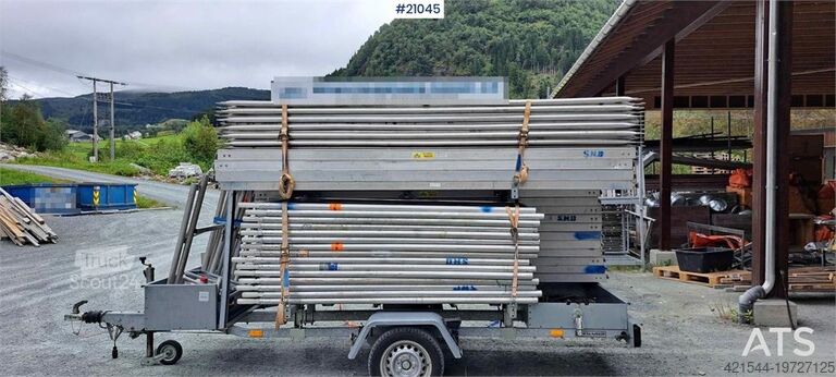 Temared telinevaunu, muk. 162 m² telineitä  Temared scaffolding trailer w/ 162m2 scaffolding