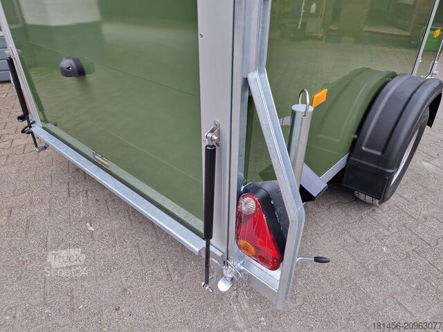 Motorsykkeltilhenger Cheval Liberte Debon Poly Cargo 1300 grün Seitentür Ram