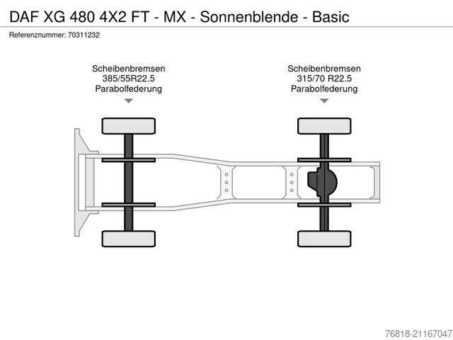 Tractor estándar DAF XG 480 4X2 FT - MX - Sonnenblende - Basic