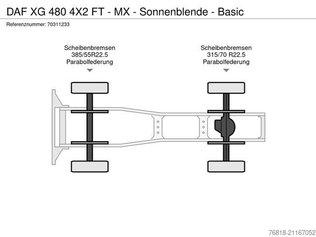 Tractor estándar DAF XG 480 4X2 FT - MX - Sonnenblende - Basic