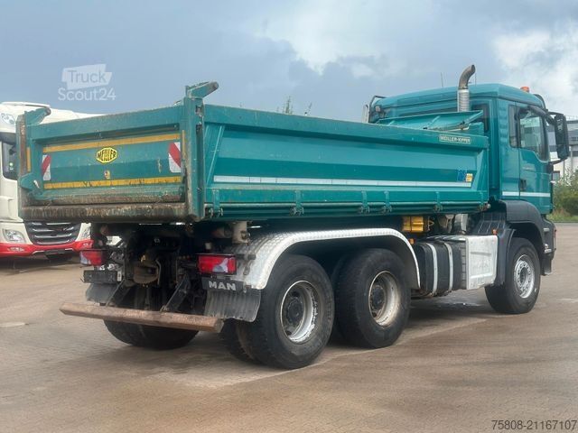 Camión volquete trilateral MAN TGS 26.460 6x4BB Meiller Bordmatik AHK