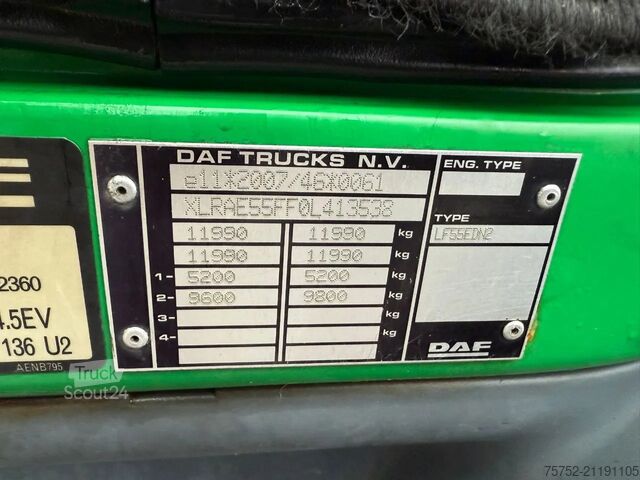 Suitcase DAF LF 55.180 7.3M Koffer 1500KG LBW Zijdeur NL Truck